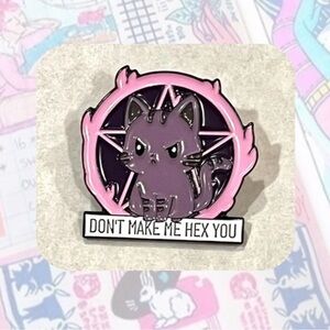 🏷️ kawaii purple & black cat don’t make me hex you enamel pin brooch